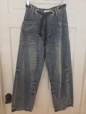 Altar'd State Washed Blue High-Rise Baggy Jeans